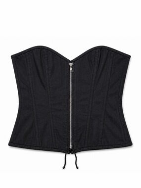 NWT Daisy Corsets Top Drawer Lace Back Zip Front Corset - Black